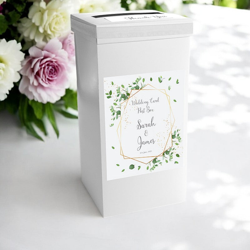 Greenery Geometric Personalised Wedding Postbox