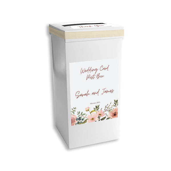 Dusky Pink Floral Personalised Wedding Postbox