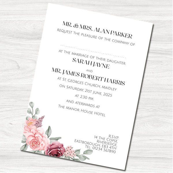 Elegant Flowers Wedding Day Invitation