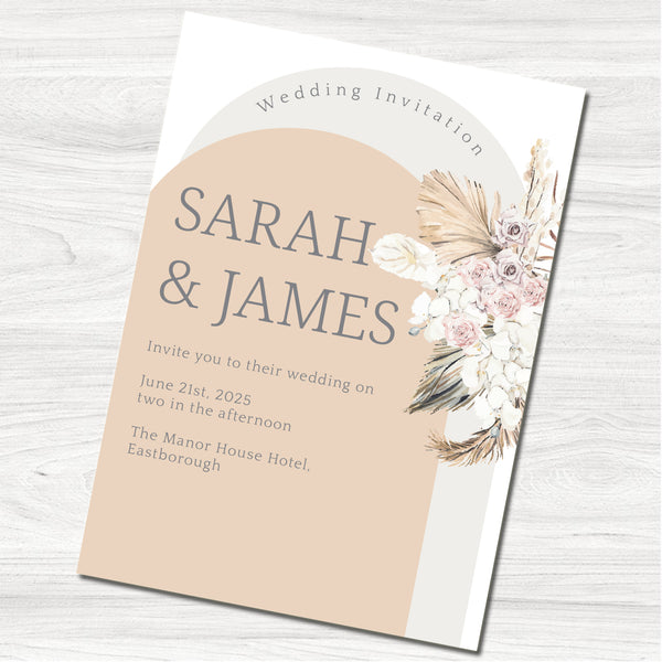 Beige Boho Wedding Day Invitation