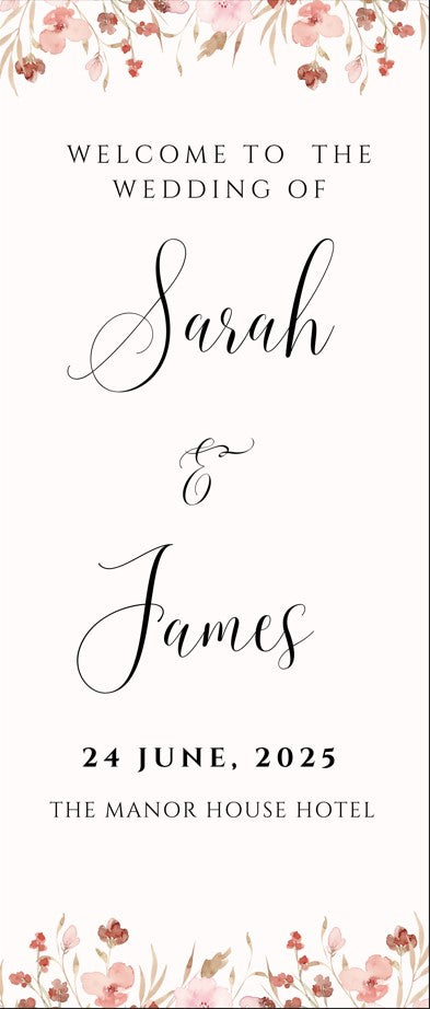 Blossom Wedding Banner, Wedding Welcome Banner Personalised Wedding Banner, Made to Order Banners, Bespoke Designs