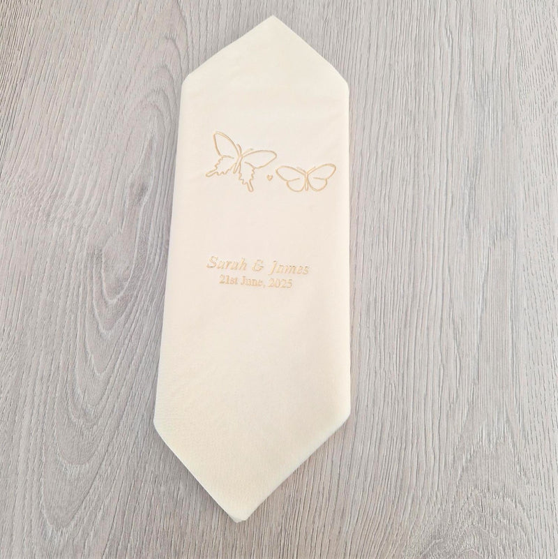 Personalised Serviettes/Napkins, Butterflies, Available in Cream or White