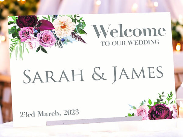 Country Bouquet Wedding Welcome Sign