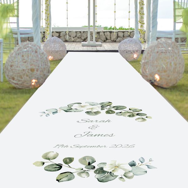 Custom Eucalyptus Wedding Aisle Runner: Personalised Canvas Ceremony Decor