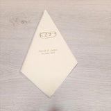 Entwined Rings Personalised Napkins/Serviettes Available in Cream or White