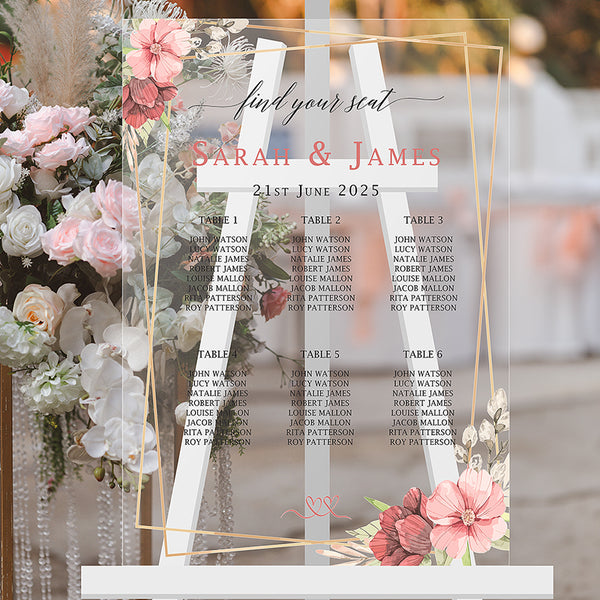 Gold Elegant Acrylic A2 Wedding Table/Seating Plan