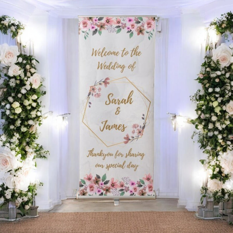 Geometric Wedding Roller Banner, Wedding Welcome Banner, Personalised Wedding Banner, Made to Order Banners, Bespoke Designs, Roller Banner