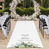 Lush greenery personalised aisle runner