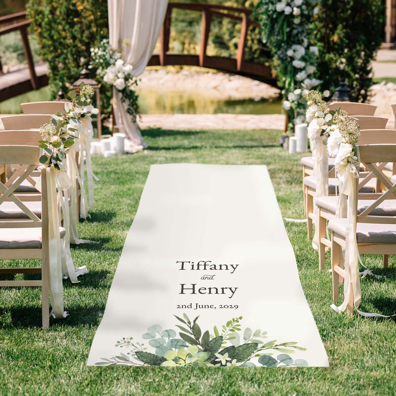 lush greenery personalised aisle runner