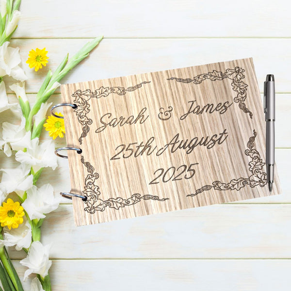 A5 Personalised Laser Engraved Wooden Guest Book, Made to Order, Made in the UK