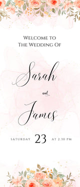 Roses Wedding Roller Banner, Wedding Welcome Banner, Personalised Wedding Banner, Made to Order Banners, Bespoke Designs, Floral Banner