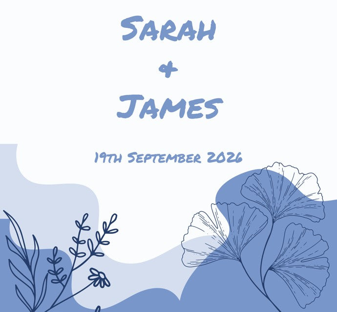 Elegant Blue Floral Personalised Wedding Aisle Runner