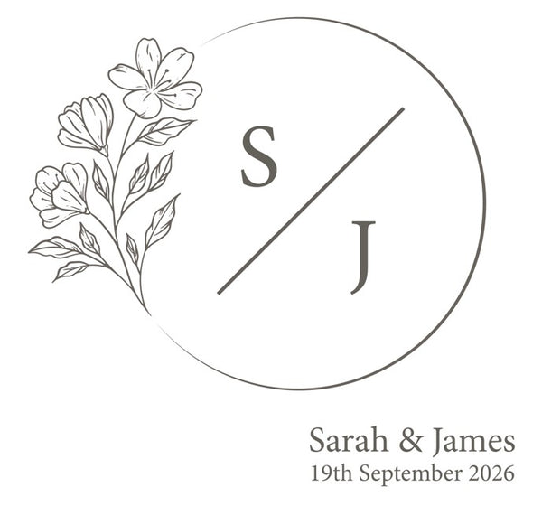 Elegant Floral Monogram Personalised Wedding Aisle Runner