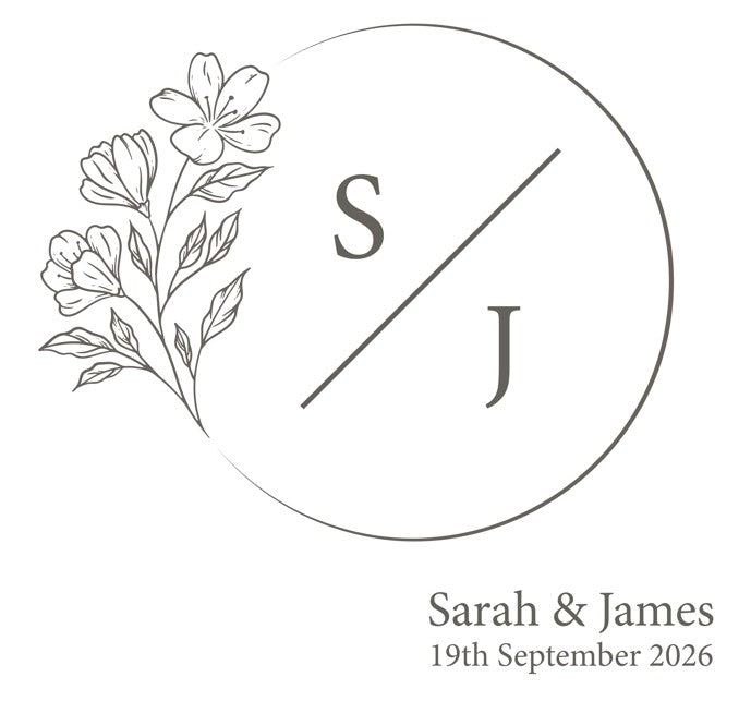 Elegant Floral Monogram Personalised Wedding Aisle Runner