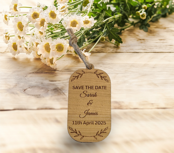 Save the Date Wooden Luggage Tags