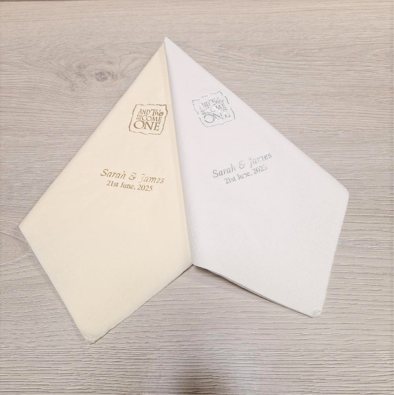 When Two Become One Personalised Napkins/Serviettes Available In Cream or White