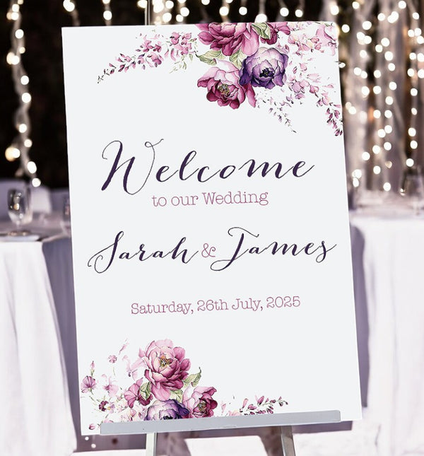 Vintage Flowers Welcome to Our Wedding Sign