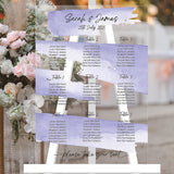 Watercolour - Personalised Wedding Table/Seating Plan, Acrylic Table Plan, Entrance Wedding Decor - Purple