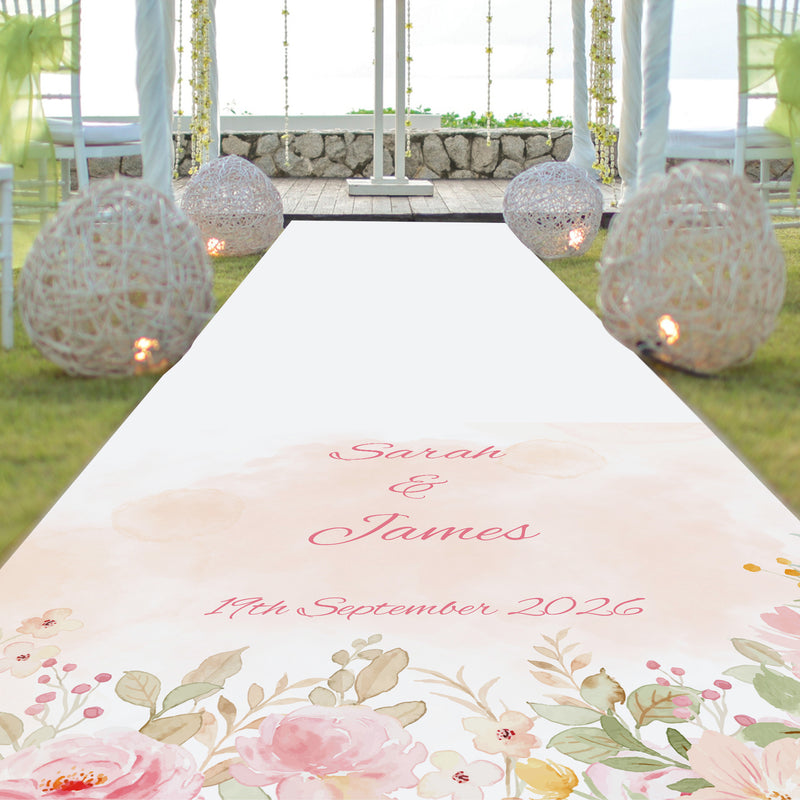 Water Colour Wash Personalised Aisle Runner