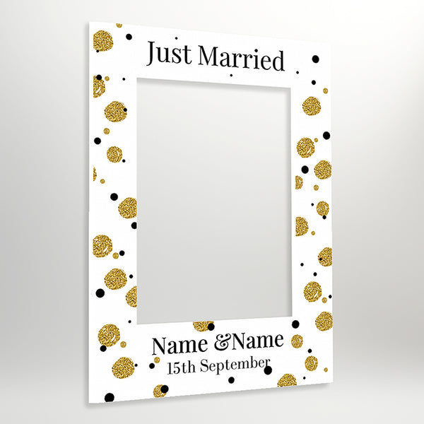 Gold Dots Personalised Wedding Selfie Frame, Perfect for Engagement Parties, Weddings and Other Celebrations and Parties
