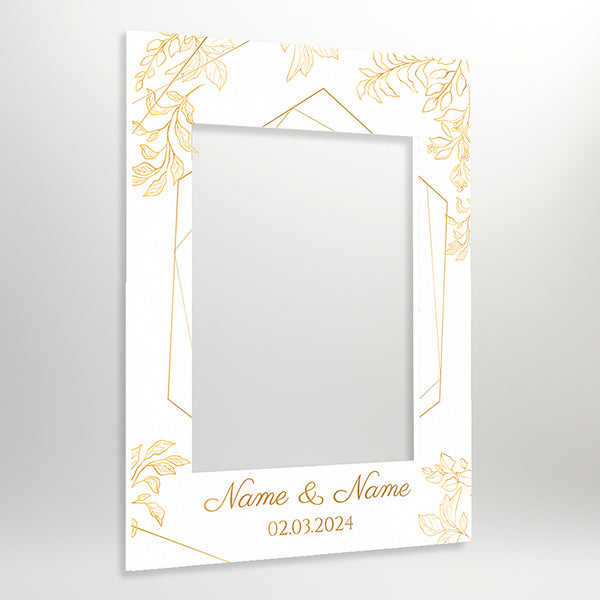 Premium Personalised, White and Gold Wedding Selfie Frame, Perfect for Parties, Celebrations & Weddings