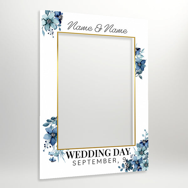 Personalised Selfie Frame, Wedding Selfie Frame Ideal for Engagement Parties, Celebrations & Weddings -  Blue Floral
