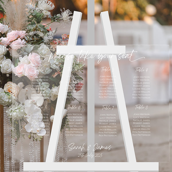 Personalised Wedding Table/Seating Plan,  Classic Clear Acrylic Table/Seating Plan,  Table Plan, Customised Table Plan