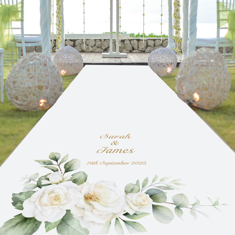 White Roses Personalised Aisle Runner