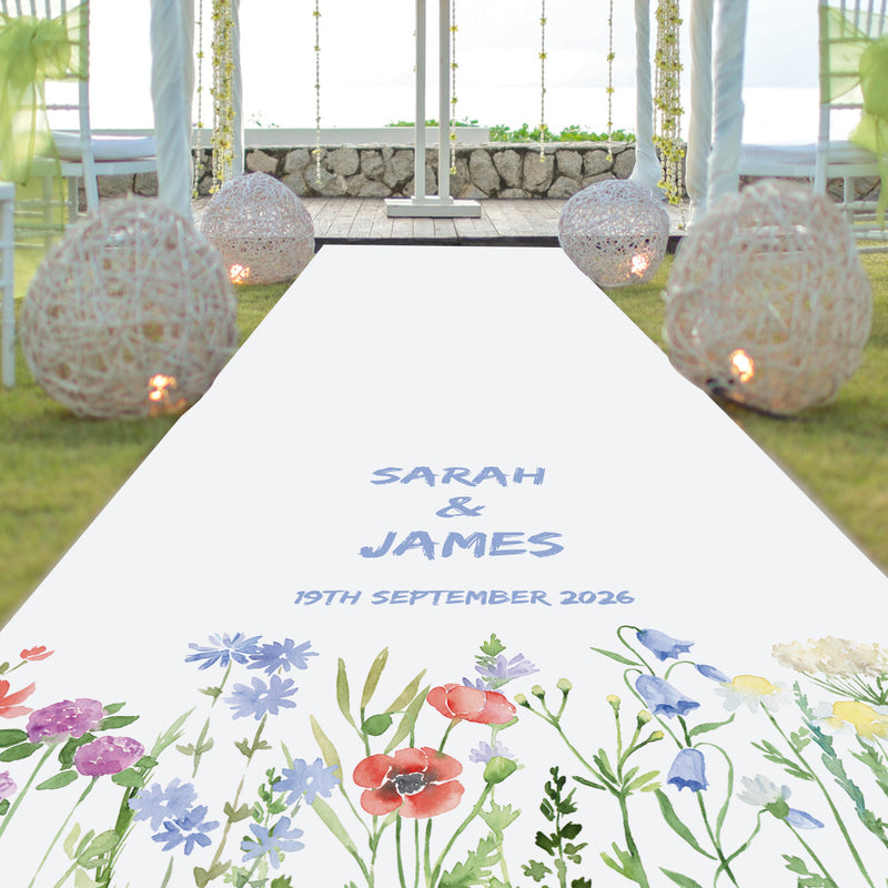 Personalised Wild Spring Flowers Wedding Aisle Runner