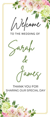 Floral Wedding Banner, Wedding Welcome Banner, Personalised Wedding Roller Banner, Made to Order Banners, Bespoke Designs, Floral Design
