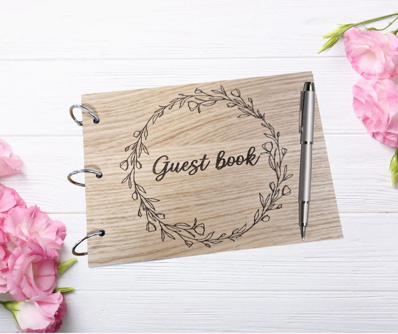 Personalised Wooden Guest Book, Laser Engraved Guest Book, Made to Order, Made in the UK