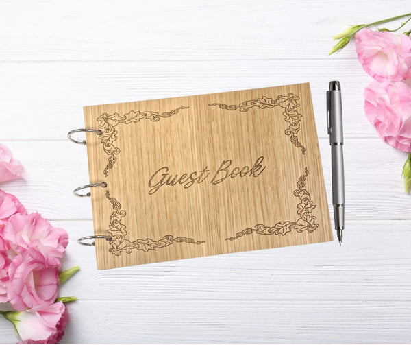 A5 Personalised Laser Engraved Wooden Guest Book, Made to Order, Made in the UK