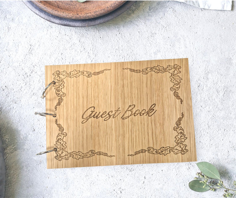 A5 Personalised Laser Engraved Wooden Guest Book, Made to Order, Made in the UK