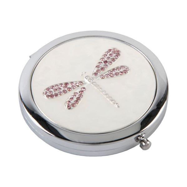 Compact Mirror with Lilac Crystal Dragonfly.