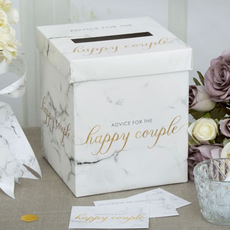 Scripted Marble Wedding Wishes Post Box.