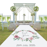Pink & White Rose Personalised Aisle Runner.