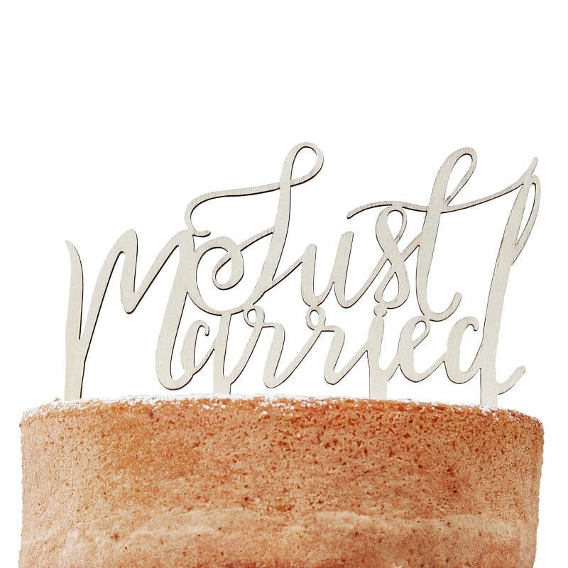 Just Married Wooden Cake Topper.