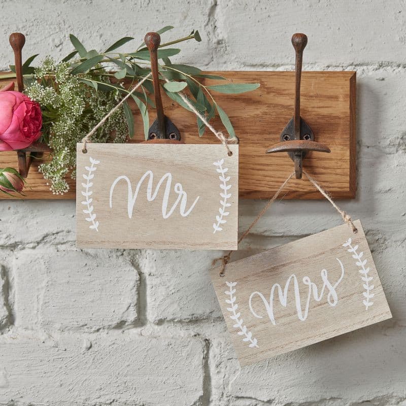 Mr and Mrs Wooden Chair Signs.