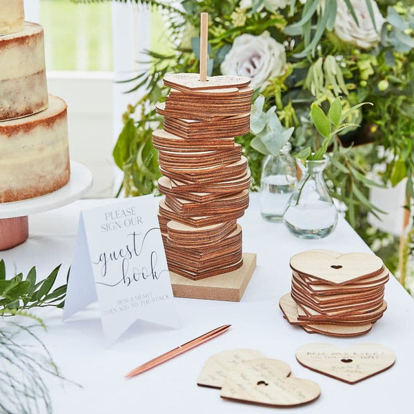 Wooden Stacking Heart Guest Book Alternative.