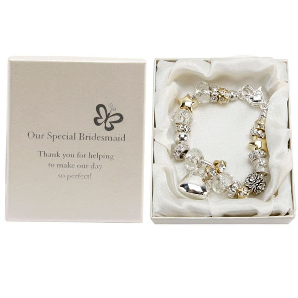 Bridesmaid Silver and Gold Charm Bracelet.