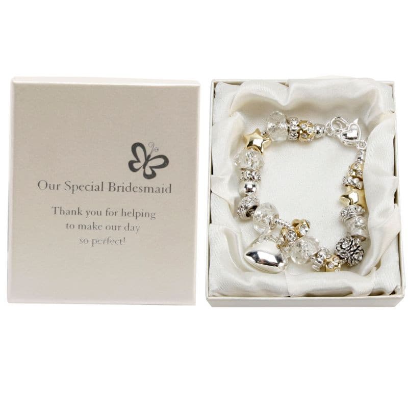 Bridesmaid Silver and Gold Charm Bracelet.