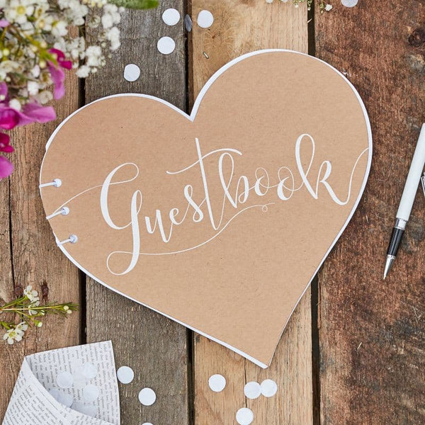 Heart Shaped Kraft Guest Book.