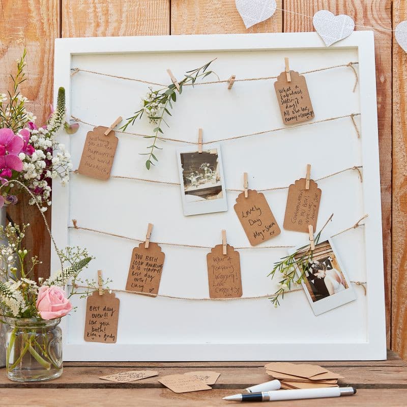 Wooden Peg and String Guest Book.