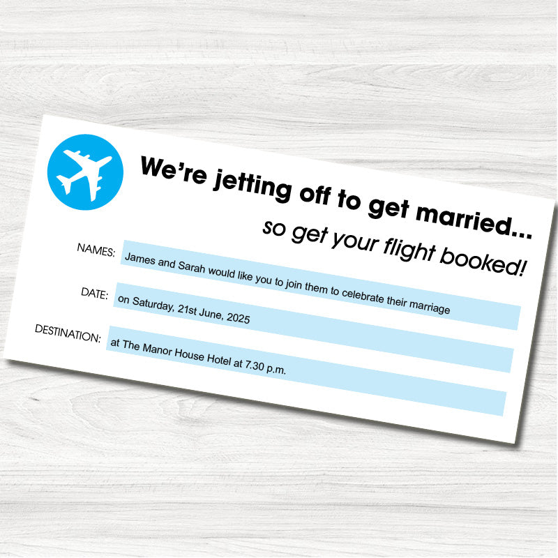Holiday Ticket Blue Wedding Evening Invitation