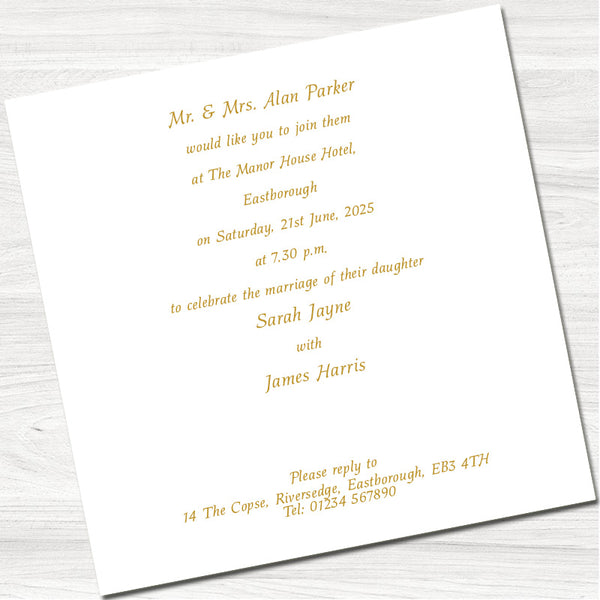 Golden Pocket Wedding Evening Invitation