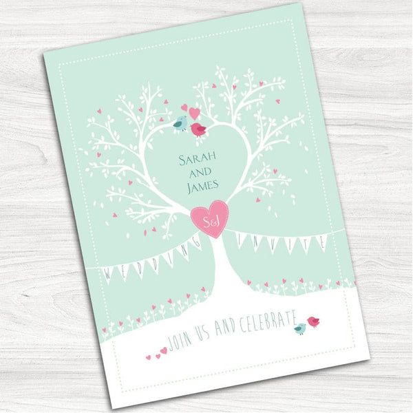 Tree of Hearts Wedding Evening Invitation.