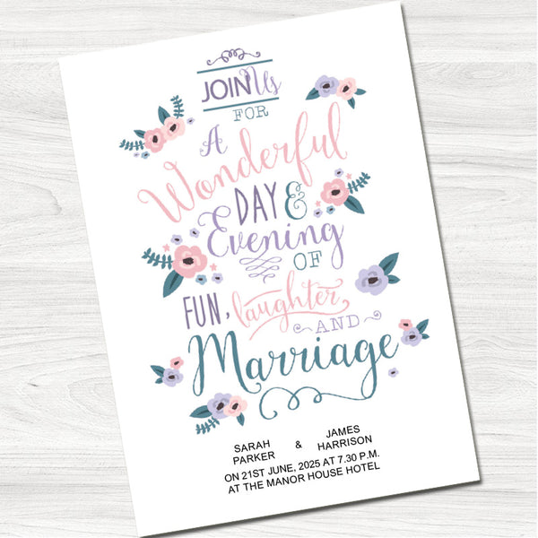 Fun, Laughter & Marriage Wedding Evening Invitation