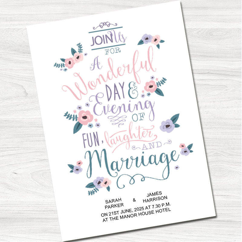 Fun, Laughter & Marriage Wedding Evening Invitation