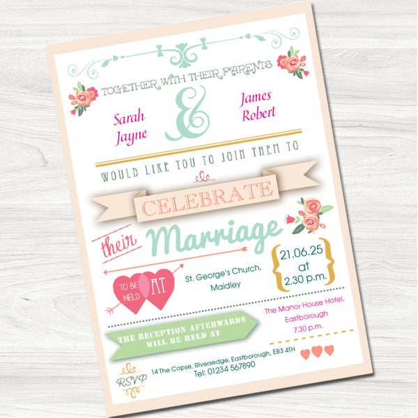 Words Wedding Evening Invitation