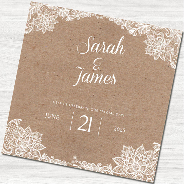Bronte Lace Wedding Evening Invitation - Front